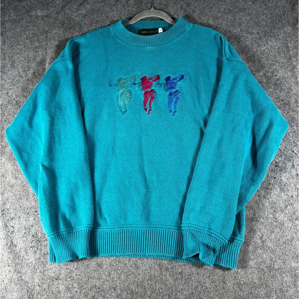 Vintage 80s Sutter & Grant Sweater Men Large Blue  Golf Sports Crewneck Pullover